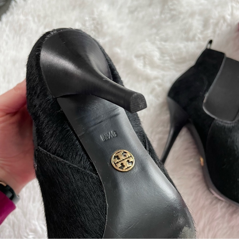 Tory Burch | Stiletto Black Bovine Hair Booties, Leather‎ Lining, size 8 1/2 - Picture 10 of 13